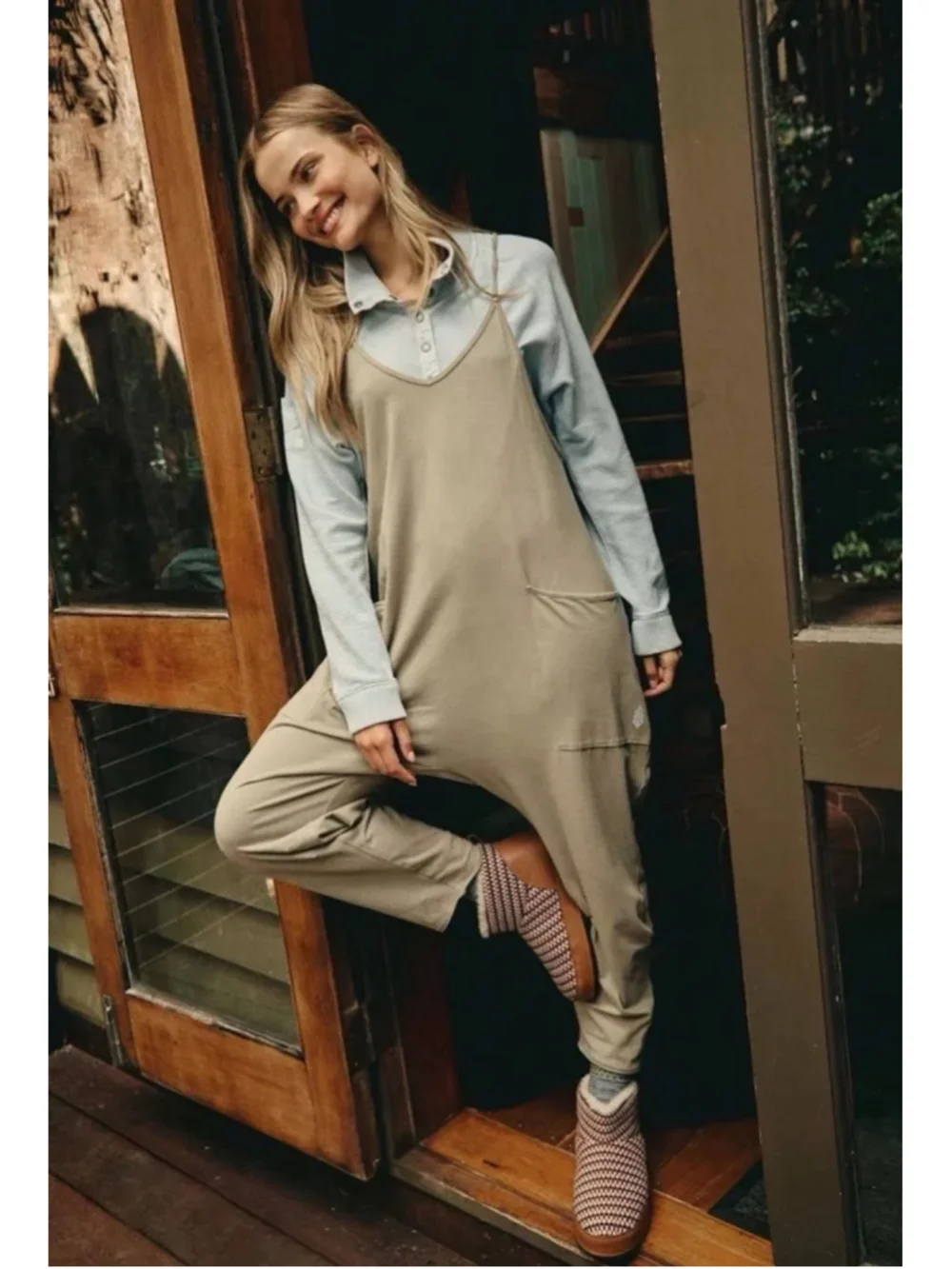 Free People FP Movement Hot Shot One Piece Jumpsuit Sage Green L NWT - Picture 2 of 6